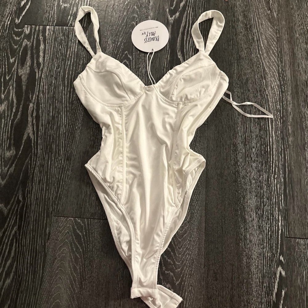Princess Polly White Bodysuit with High Cut Leg Opening
